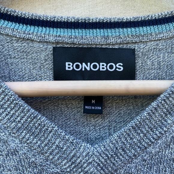 Bonobos Merino Wool Grey Marled V Neck - Picture 4 of 4